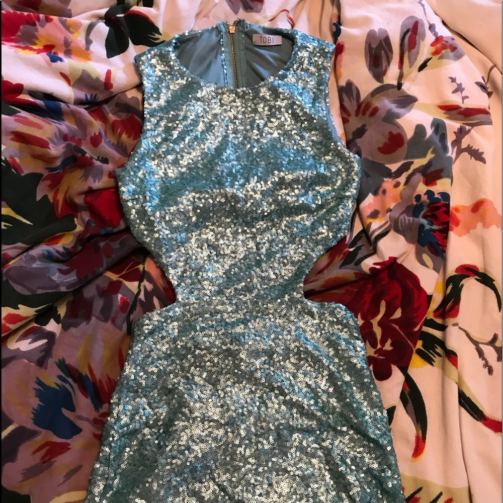 Tobi Sequin Mini Dress with Cutouts